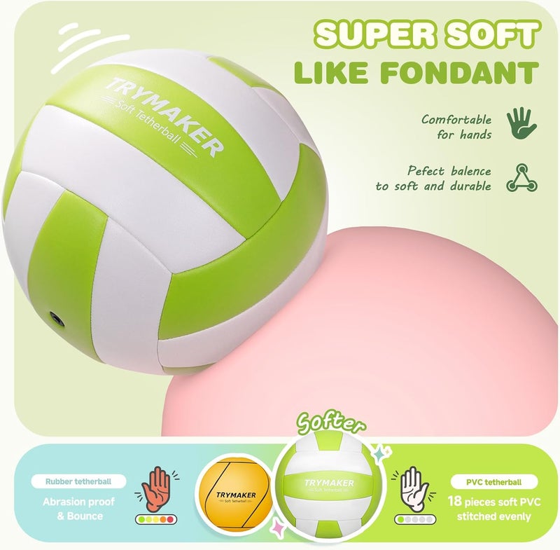 Trymaker Tetherball Ball and Rope, Tether Ball Soft, Tether Balls and Rope Set with Pump for Adults Backyard Outdoors - Image 2